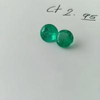 2.95  Ct. Colombian Emerald Round Pair