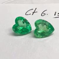 6.15 Ct. Colombian Emerald Pair ( Heart Cut ) 