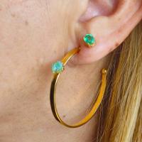 Gold Earrings with Colombian Emerald