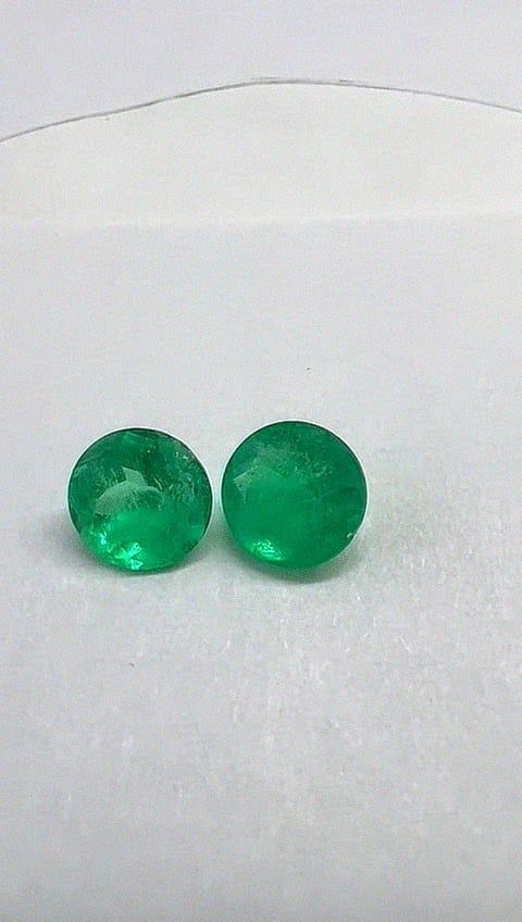 4.12 Ct. Colombian Emerald Round  Pair ( Calibrated )