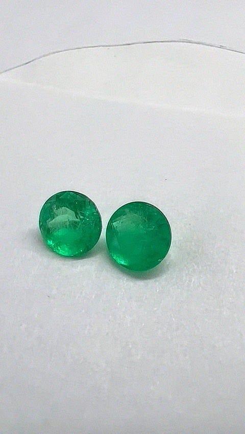4.12 Ct. Colombian Emerald Round  Pair ( Calibrated )