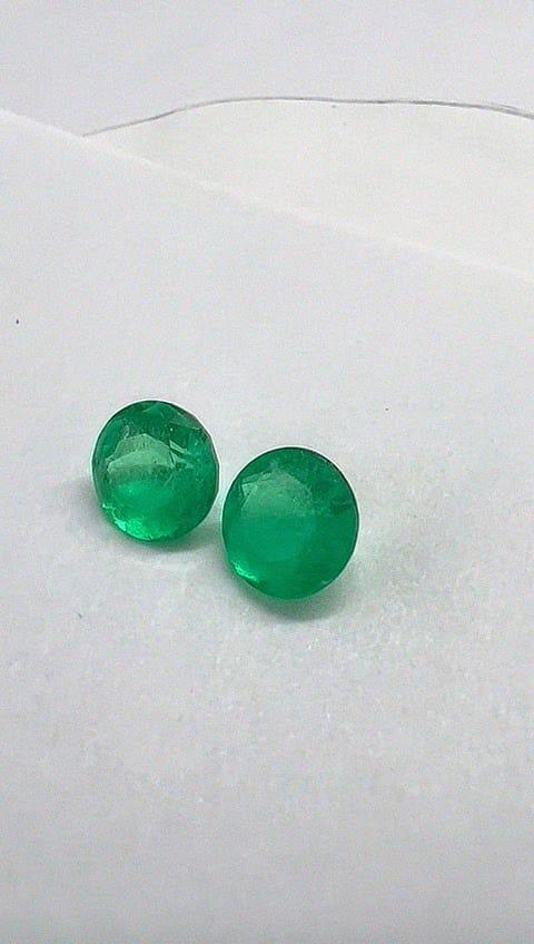 4.12 Ct. Colombian Emerald Round  Pair ( Calibrated )