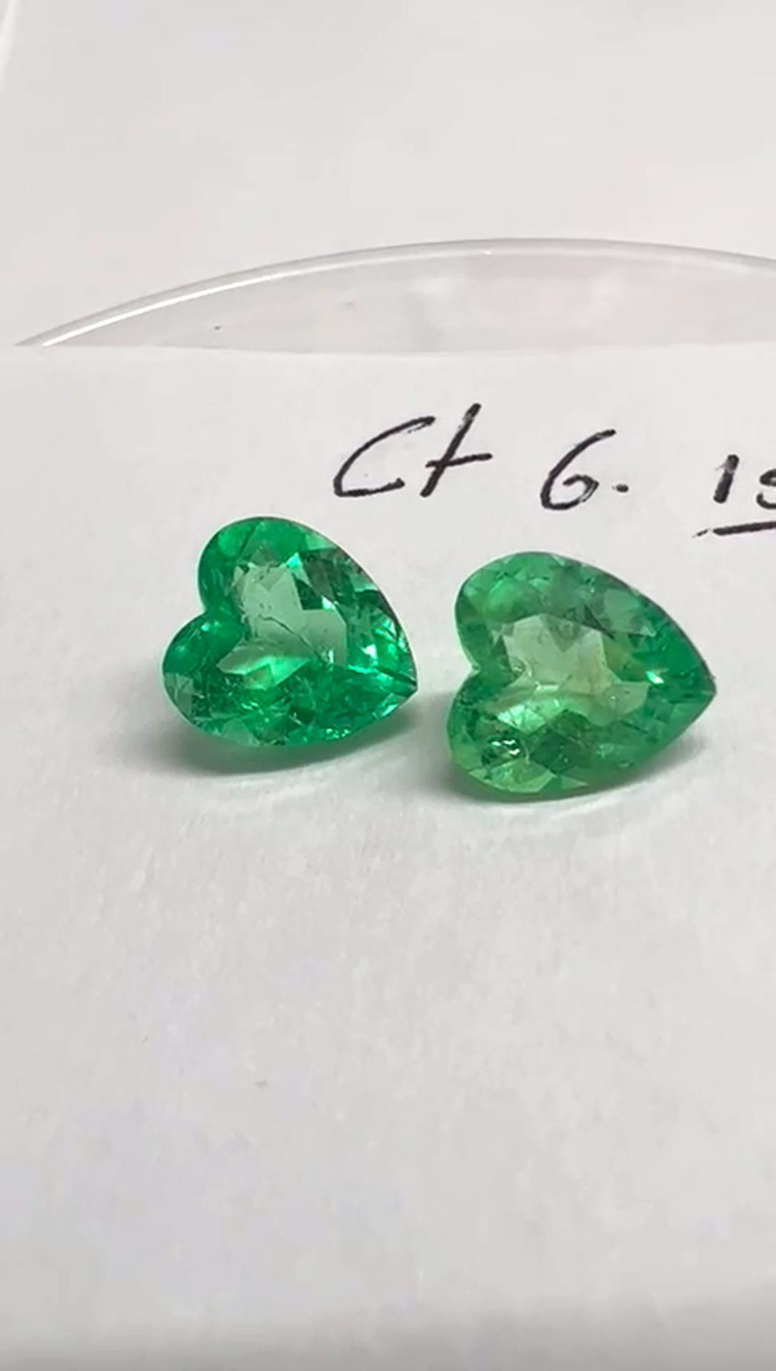 6.15 Ct. Colombian Emerald Pair ( Heart Cut ) 