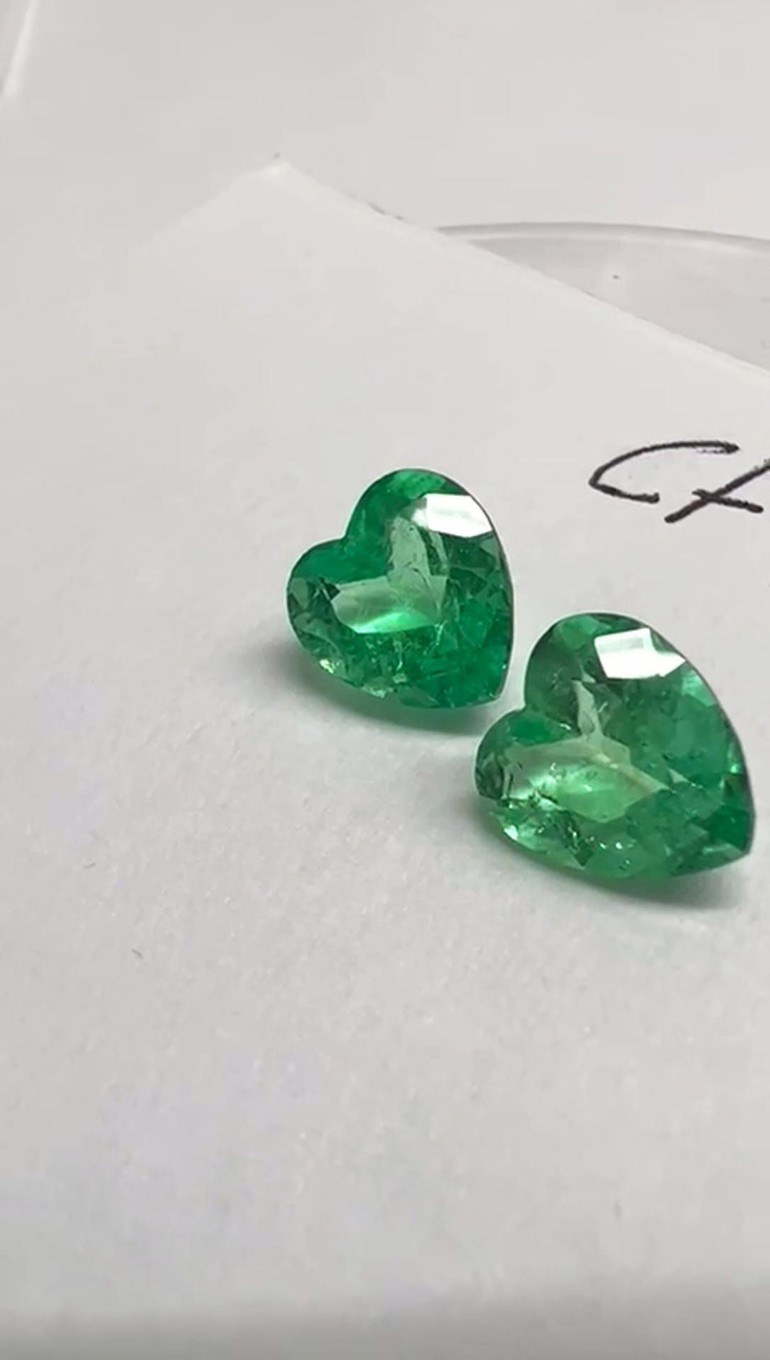 6.15 Ct. Colombian Emerald Pair ( Heart Cut ) 