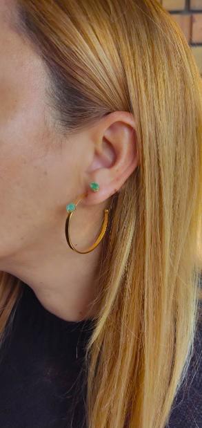 Gold Earrings with Colombian Emerald
