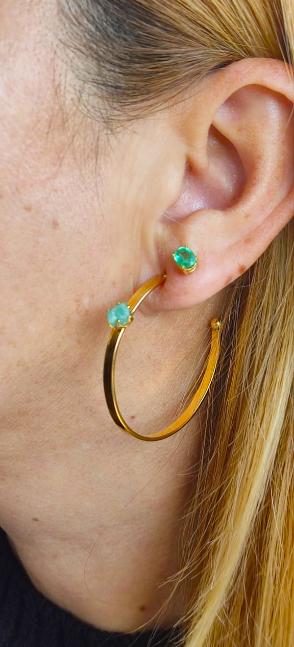Gold Earrings with Colombian Emerald